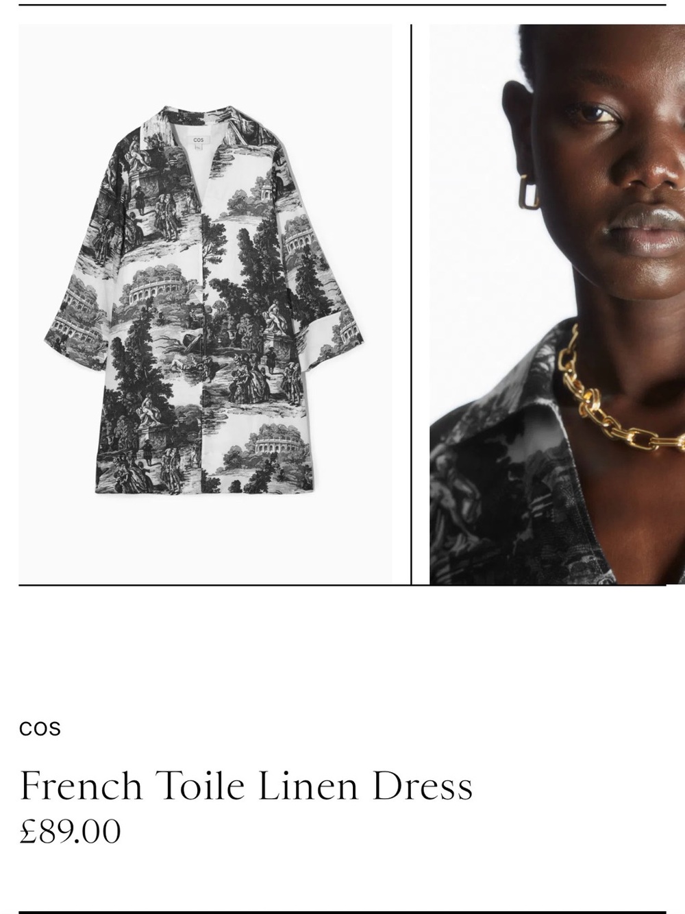 COS Black & White Toile Linen Dress